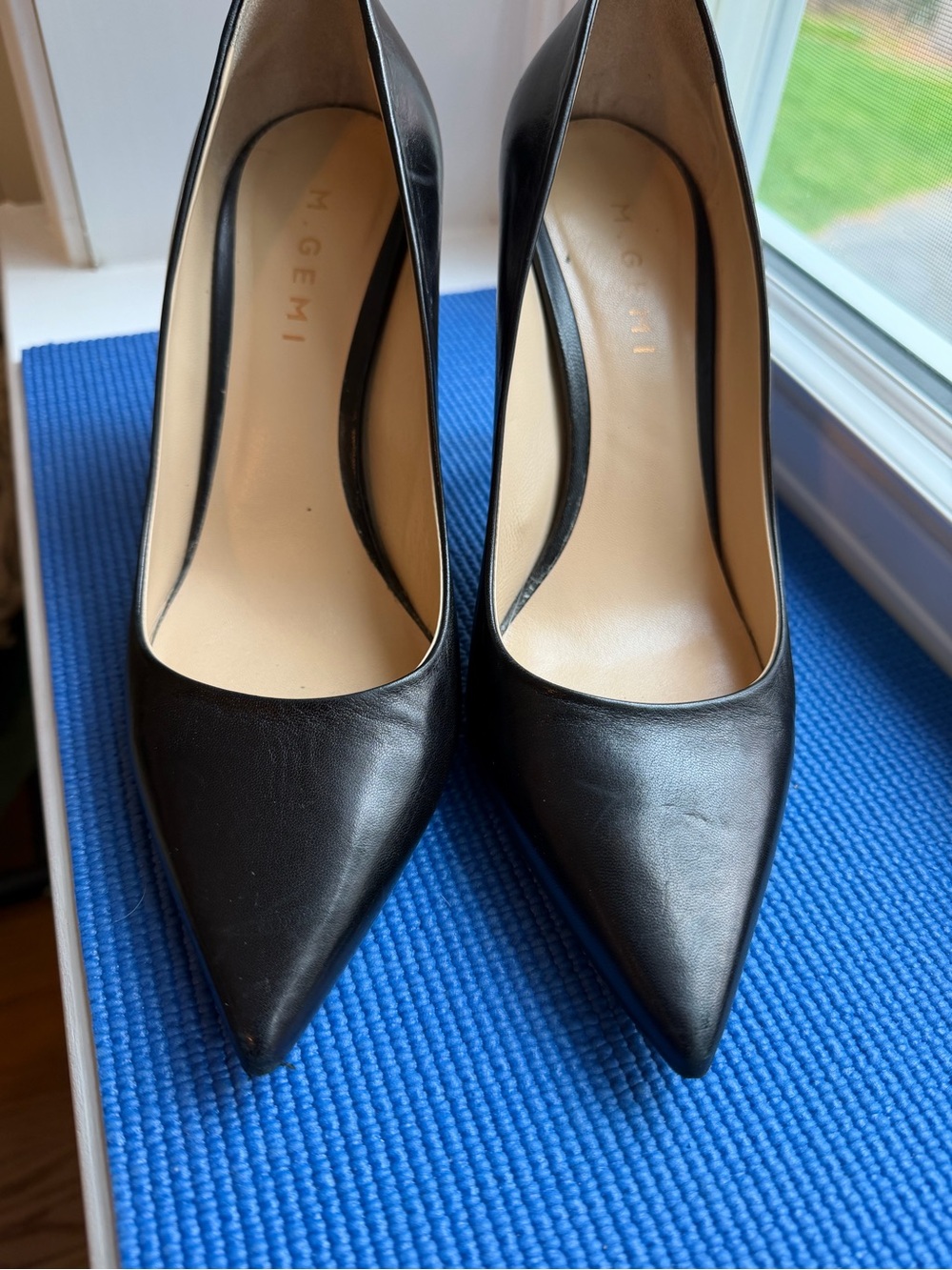 M.Gemi Esatto 90 Black Nappa Leather Pumps EU 38.5 US 7.5 Made In Italy Heel - Picture 6 of 7